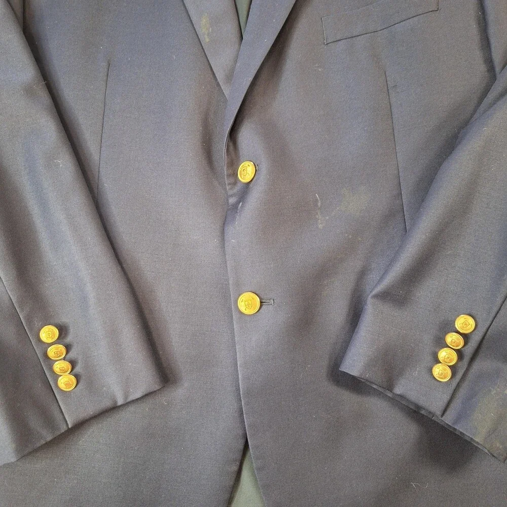 Lauren Ralph Lauren Blazer Mens 44S Navy Wool Gold Buttons Sport Coat Jacket